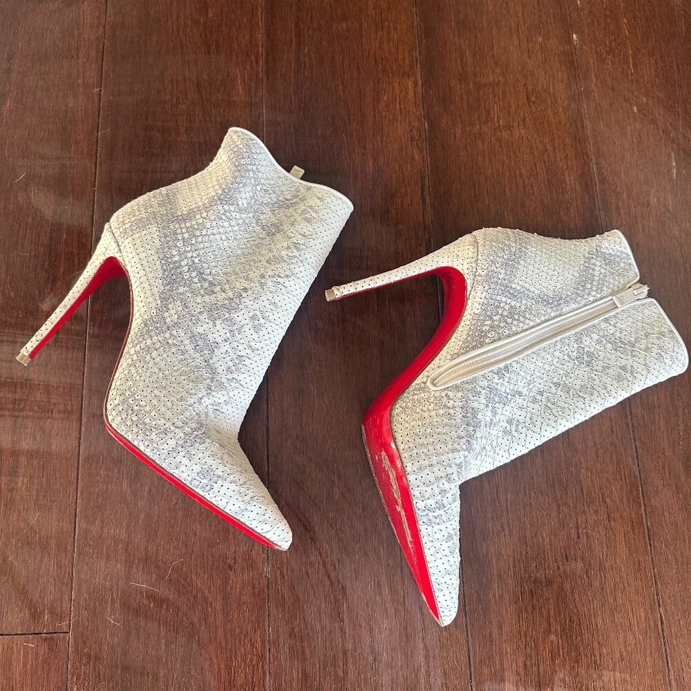 christian louboutin white snakeskin boots